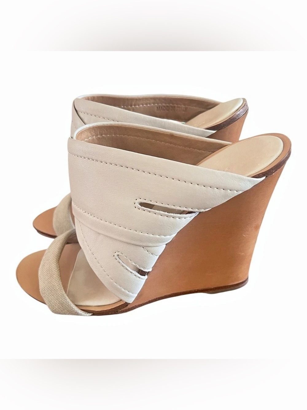 rag & bone Ivory Leather Wedge Sandals Size: EU 38.5 / US 8.5